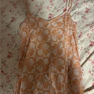 Floral Peach and White Sleeveless dress